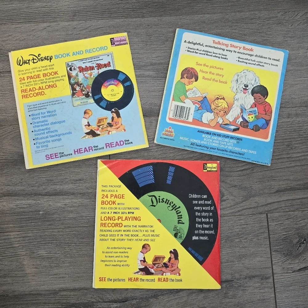 Vintage Children's Books With Records Set of 3